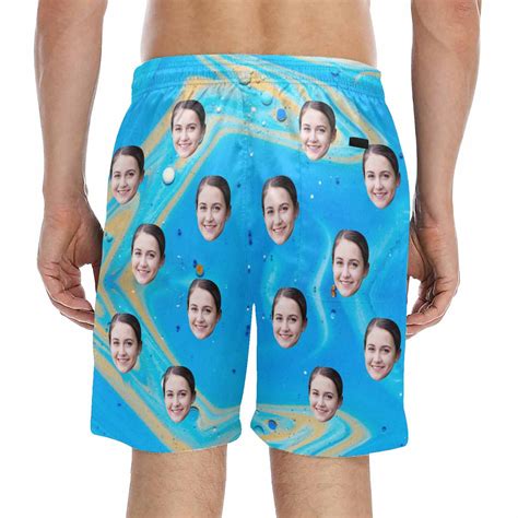 custom swim trunks with face.